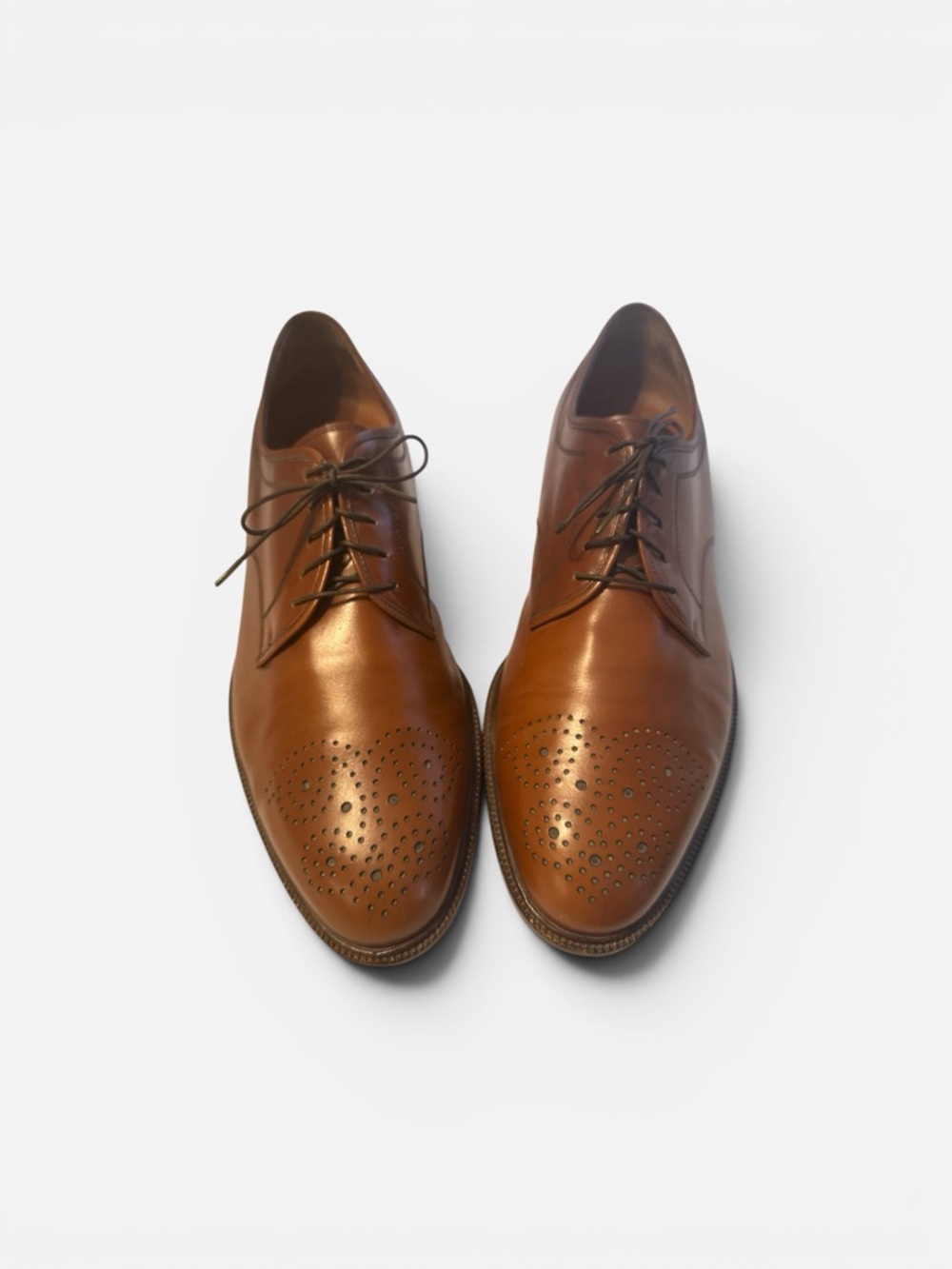 Salvatore Ferragamo Tan Leather Brogue Derby Oxfords